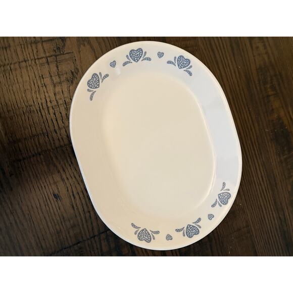 Corelle BLUE SPONGE HEARTS Oval Platter - 12 1/4” x 10” - Picture 9 of 9